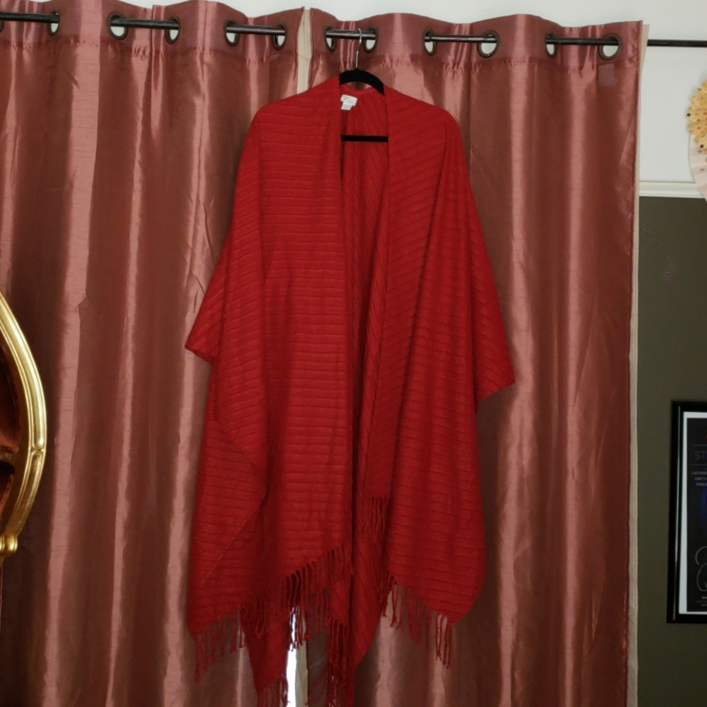 Wine Red Coverall Wrap Poncho One size